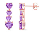 3.12 Carat (ctw) Amethyst Drop Heart Earrings in 10K Rose Pink Gold